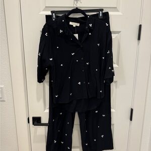 LOFT Black Jumpsuit with White Patterns